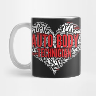 Auto Body Technician Heart Shape Word Cloud Mechanic design Mug